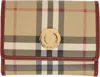 Burberry Beige Small Check Folding Wallet In Brown