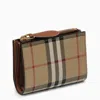 BURBERRY BEIGE SMALL WALLET WITH VINTAGE CHECK PATTERN IN COATED CANVAS