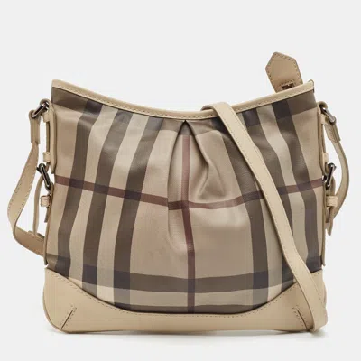 Pre-owned Burberry Beige Smoke Check Pvc And Leather Hartham Crossbody Bag