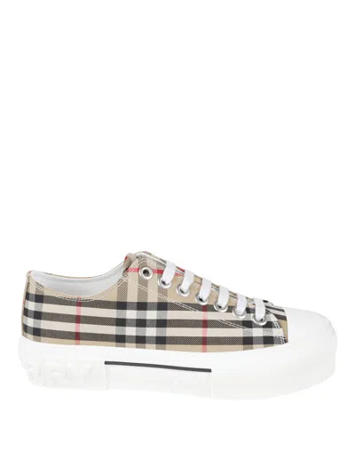 Burberry Printed Canvas Sneakers In White