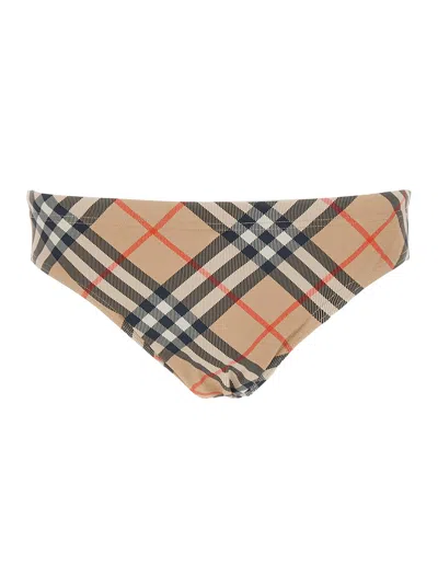 BURBERRY BURBERRY MEN BEIGE SPEEDO WITH CHECK MOTIF IN POLYAMIDE MAN