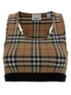 BURBERRY BEIGE SPORTS BRA WITH VINTAGE CHECK MOTIF IN JERSEY WOMAN