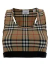 Burberry Sleeveless Check Crop Top In Beige