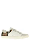 Burberry Check Motif Leather Sneakers In Beige