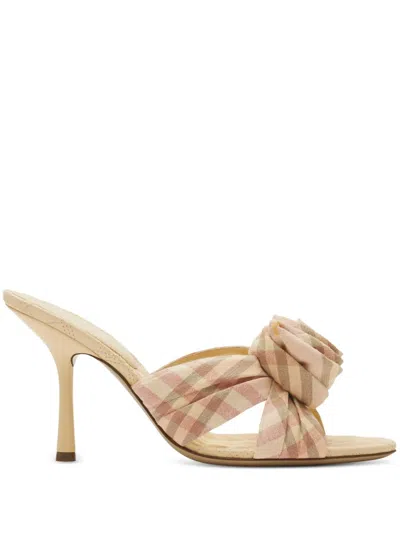 Burberry Beige Stiletto Sandals With Draped Detailing