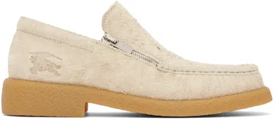 Burberry Beige Suede Chance Loafers In Clay