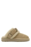 Burberry Chubby Mule In Suede And Beige Shearling