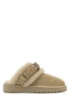 Burberry Chubby Mule In Suede And Beige Shearling