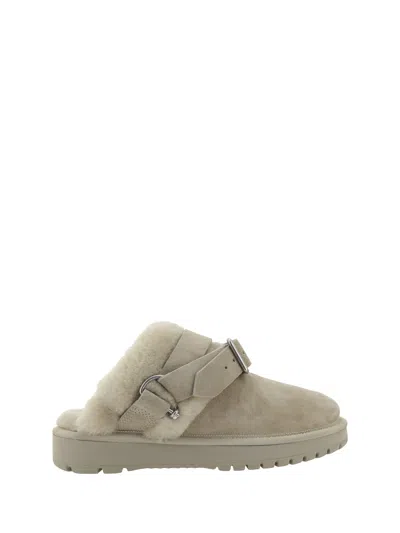 Burberry Beige Suede Chubby Slippers