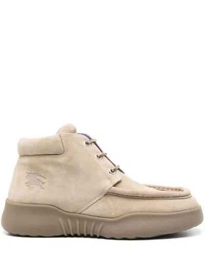 Burberry Beige Suede Log Ankle Boots