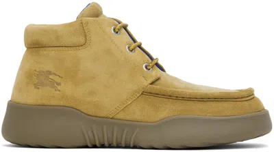 Burberry Beige Suede Log Boots In Manilla