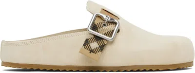 Burberry Slippers In Pelle Scamosciata Sabbia  Donna In Beige O Tan