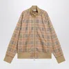 Burberry Beige Sweatshirt With Check Motif In Jacquard In Nude