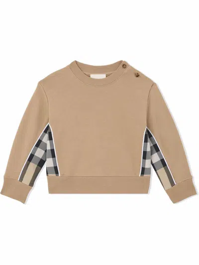 Burberry Babies' Beige Sweatshirt With Checked Details