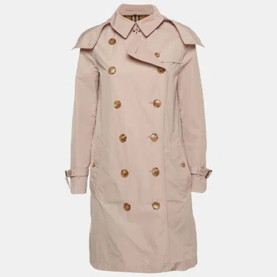 Pre-owned Burberry Beige Synthetic Hooded Trench Coat S In Sand