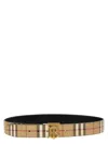 Burberry Check And Leather Reversible Tb Belt In Beige
