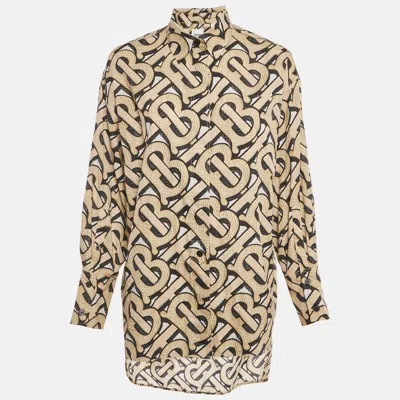 Pre-owned Burberry Beige Tb Monogram Cotton Shirt Xs In Sand