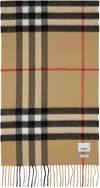 Burberry Beige Check Cashmere Scarf In Archive Beige
