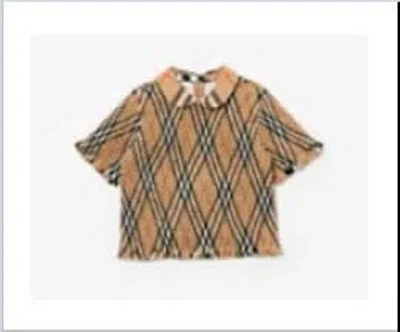 Burberry Kids' Beige Top For Girl With Vintage Check
