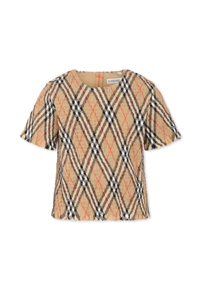 BURBERRY BEIGE TOP FOR GIRL WITH VINTAGE CHECK