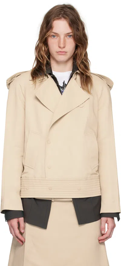 Burberry Beige Trench Jacket In Oat