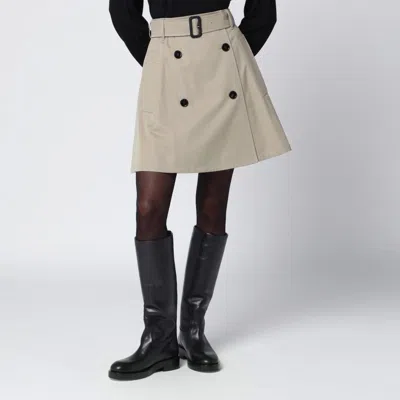 Burberry Beige Trench Mini Skirt In Gabardine In Sand