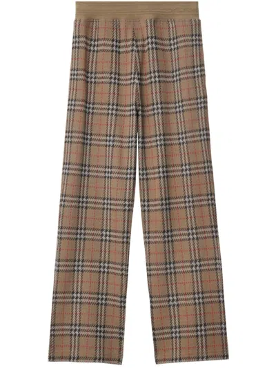 BURBERRY BEIGE TROUSERS WITH CHECK