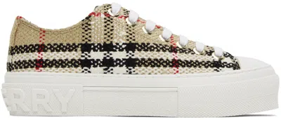 Burberry Beige Tweed Jack Sneakers In Archive Beige Chk