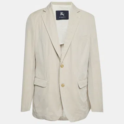 Pre-owned Burberry Beige Twill Regular Fit Blazer 4xl In Sand