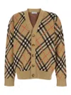 Burberry Embroidered Stretch Wool Blend Cardigan In Beige