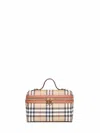 Burberry Coated Canvas Vanity Check Crossbody Bag With Check Motif In Neutral