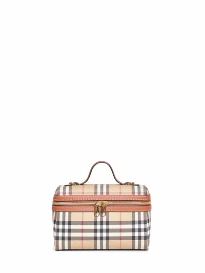 BURBERRY BEIGE VANITY CHECK HANDBAG