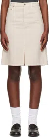 Burberry Beige Vented Denim Midi Skirt In Oat