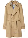 Burberry Beige Vintage Check Cotton Trench Coat In Brown