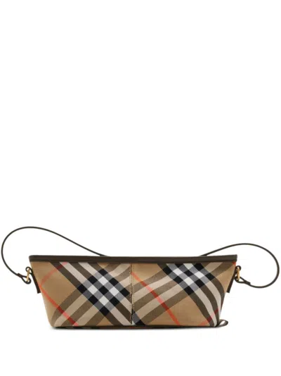 Burberry Mini Check Shoulder Bag In Neutrals