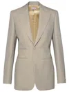 Burberry Single-breasted Wool Blazer Jacket In Beige