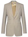 Burberry Single-breasted Wool Blazer Jacket In Beige