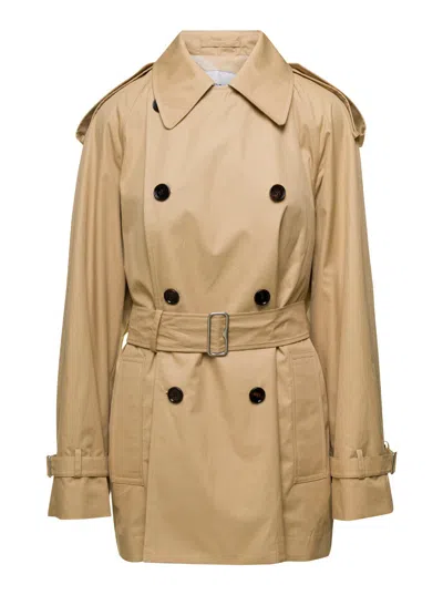 Burberry Beige Waterproof Trench Coat In Cotton Woman