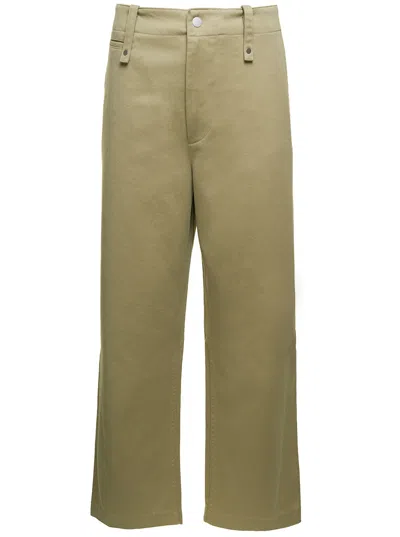 Burberry Beige Wide-leg Pants In Cotton Man In Multicolor