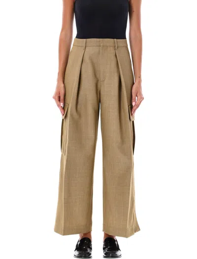Burberry Beige Wide-leg Wool Cargo Trousers