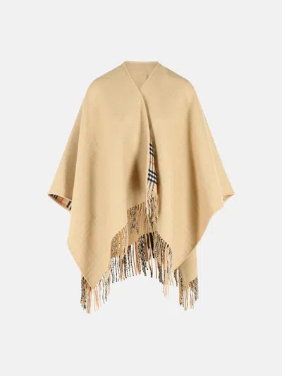 Burberry Beige Wool Cape In Sand