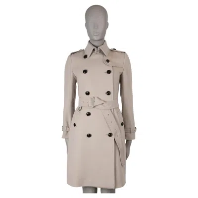 Pre-owned Burberry Beige Wool Cashmere Kensington Trench Coat Jacket 6 Xs In Brown