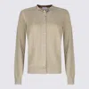 Burberry Check Trim Wool Cardigan In Sand