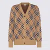 Burberry Check V-neck Cardigan In Wool And Mohair Blend In Brown