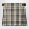 Burberry Women Beige Skirt With Adjustable Belt And All-over Check Motif In Wool Woman In Multi