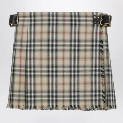 Burberry Beige Wool Mini Kilt With Check Pattern Women