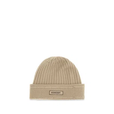Burberry Beige Wool Oves Aries Beanie In Brown