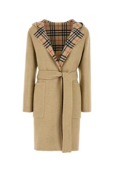 Burberry Beige Wool Reversible Coat In Brown
