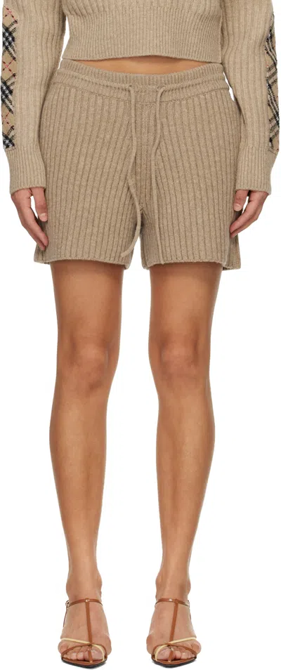 Burberry Ribbed Wool And Cashmere-blend Shorts In Brown