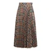 Burberry Wool Blend Pleated Check Skirt Skirts Beige In Brown